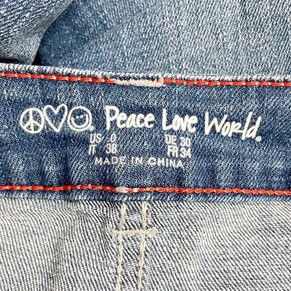 Peace Love World Girlfriend Jeans Front Slit Straight Medium Wash Womens Size 28 - Picture 11 of 15